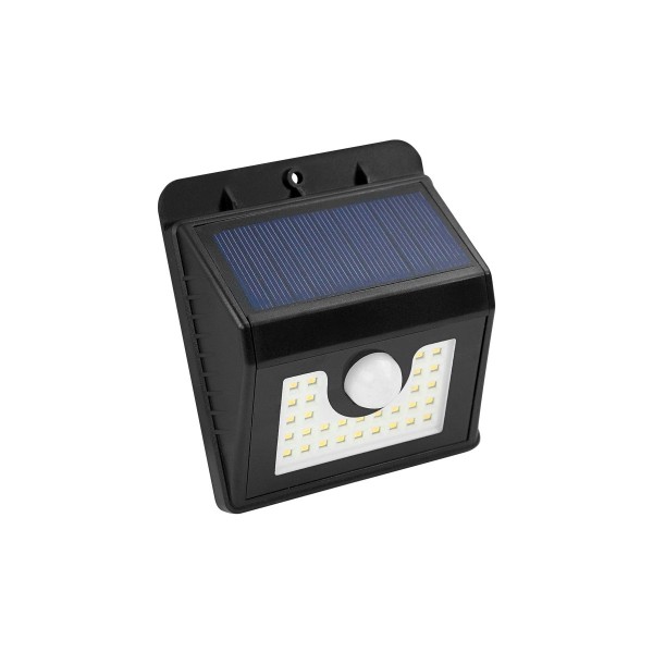 Aplique 30 led solar negro sensor 4 w