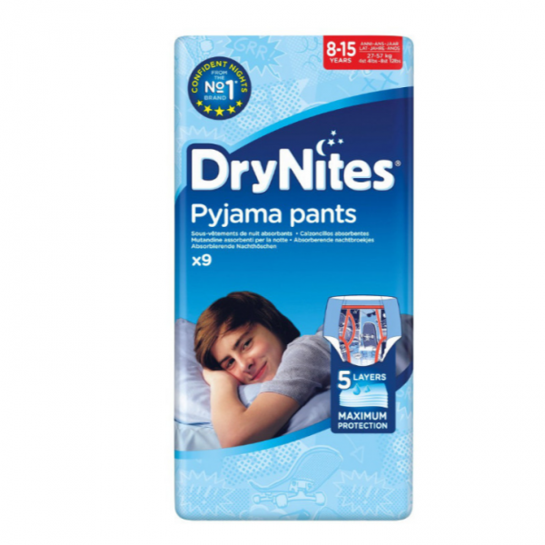 Drynites Calzoncillos Absorbentes de Noche Niño 8-13 Años 30-48kg 9 Unidades
