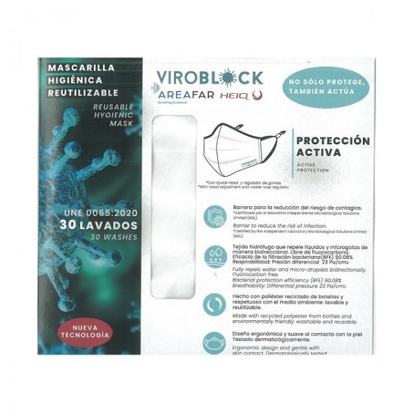 Mascarilla Higienica Reutilizable Viroblock Blanco Talla Grande 1 Ud